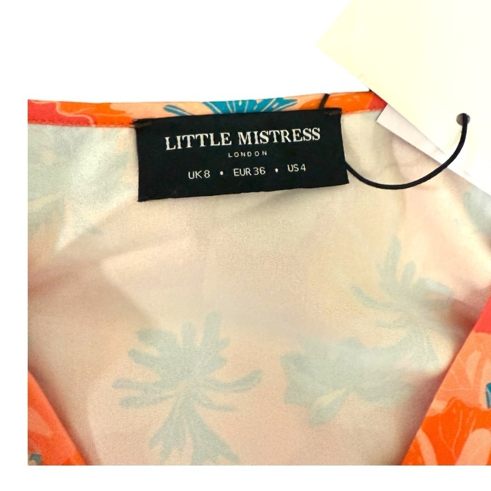 Little Mistress red floral gathered midaxi dress (Size 8, US 4): - Picture 6 of 10